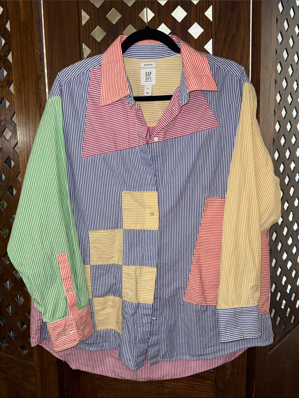 GAP HRF Patchwork Stripe Casual Button-Down Shirt - Multi